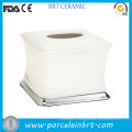 White Small Ceramic Facial Tissue Box